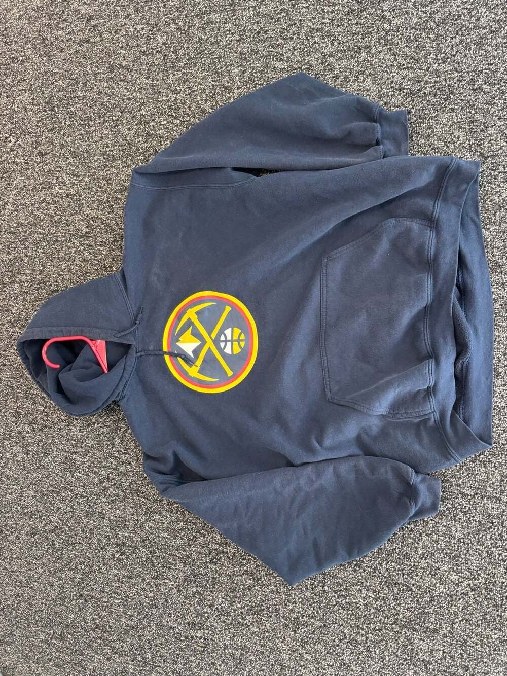 Denver Nuggets NBA Graphic Pullover Hoodie Navy Blue L